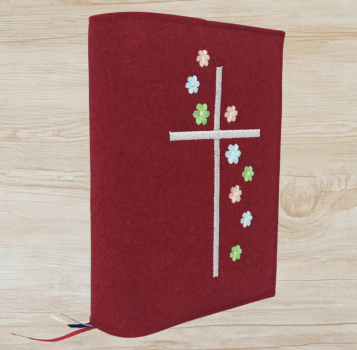 Wosadnikhülle in Kirsch meliert, Kreuz, Blümchen